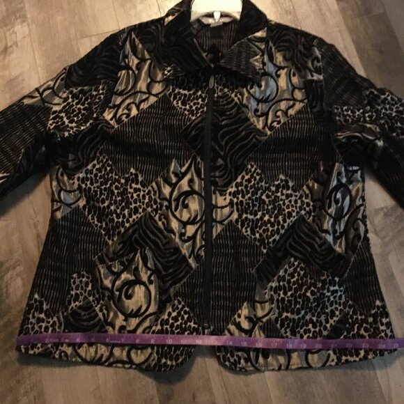 TanJay Gold and Black Patchwork Tiger Stripe & Leopard Spots Tapestry Jacket - Picture 14 of 16